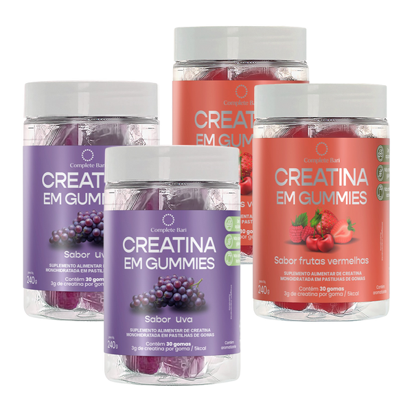 Kit Creatina em Gummies Uva + Creatina em Gummies Frutas Vermelhas