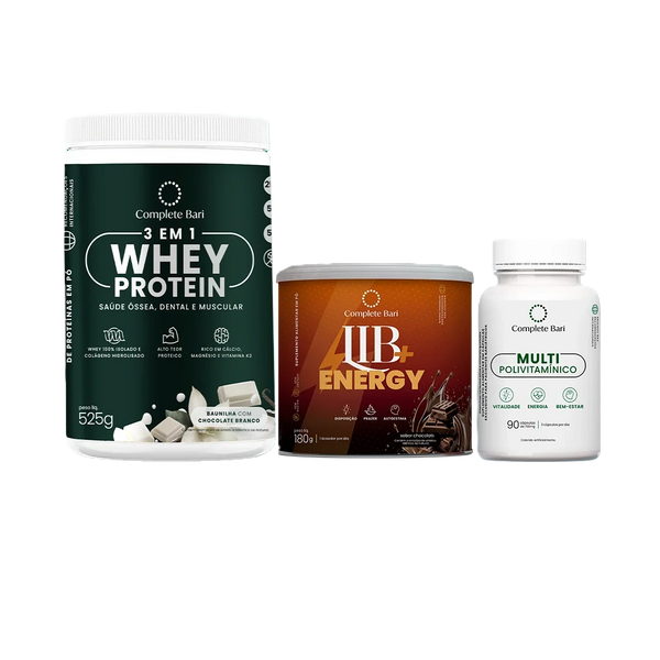 Kit 1 Multi + 1 Whey Baunilha com Chocolate + 1 Lib Energy