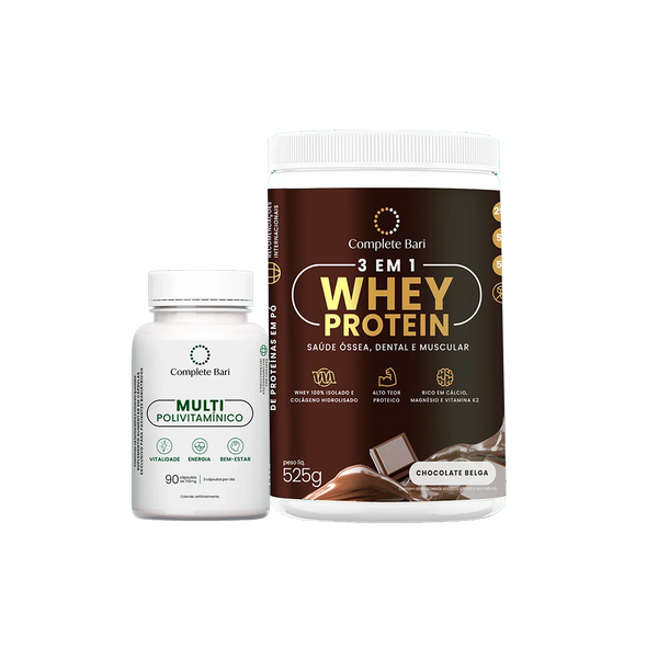 Kit Multivitamínico + Whey Protein Chocolate Belga - Mega Oferta