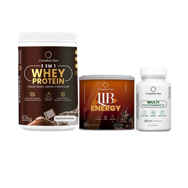 Kit 1 Multi + 1 Whey Chocolate Belga + 1 Lib Energy