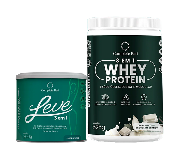 Kit Leve - Ação 3 em 1 Contra Reganho de Peso + Whey Protein Baunilha com Chocolate Branco