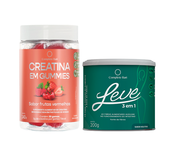 Kit Creatina em Gummies Frutas Vermelhas + Leve - Ação 3 em 1