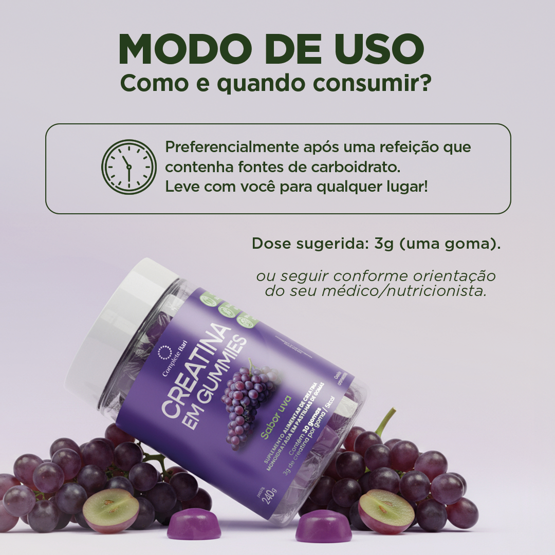 Kit 3 Creatina em Gummies Uva