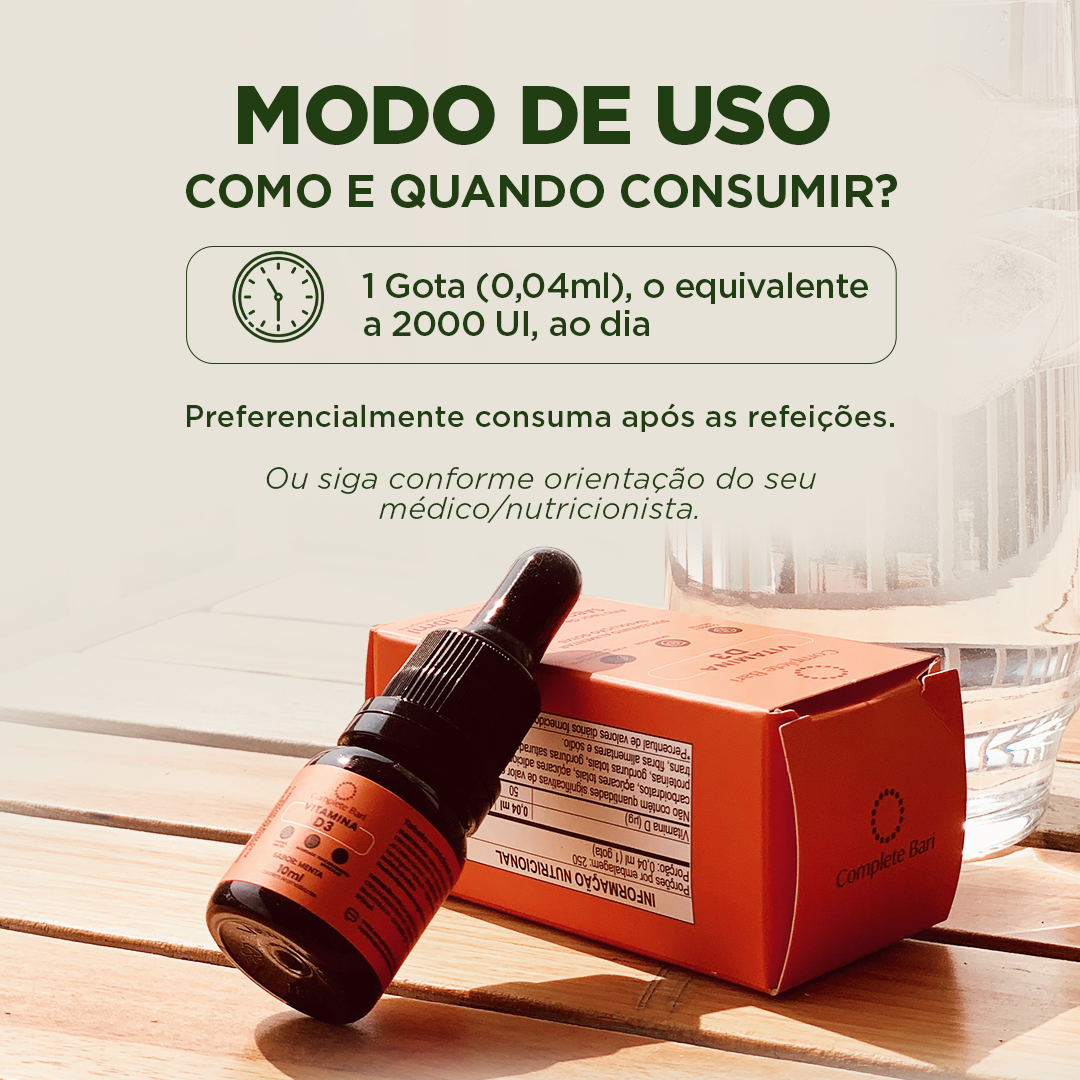 Vitamina D3 Gotas Sabor Menta 10ml Complete Bari