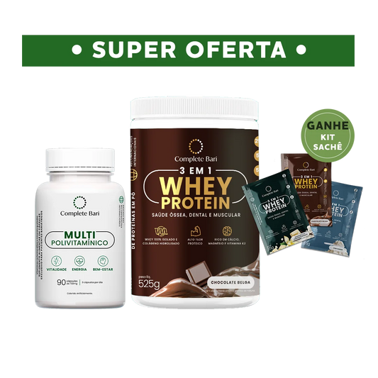 Kit 1 Multi + 1 Whey Isolado Chocolate Belga Complete Bari