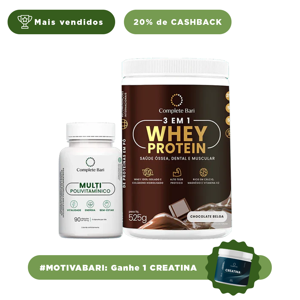 Kit 1 Multi + 1 Whey Isolado Chocolate Belga Complete Bari