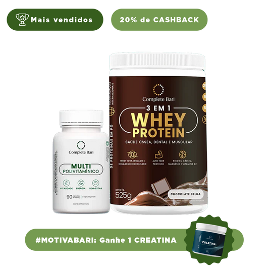 Kit 1 Multi + 1 Whey Isolado Chocolate Belga Complete Bari