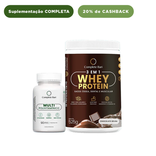 Kit 1 Multi + 1 Whey Isolado Chocolate Belga Complete Bari