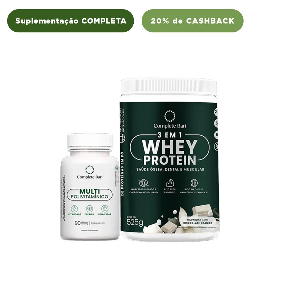 Kit 1 Multi + 1 Whey Isolado Baunilha com Chocolate Complete Bari