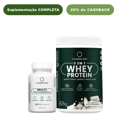 Kit 1 Multi + 1 Whey Isolado Baunilha com Chocolate Complete Bari