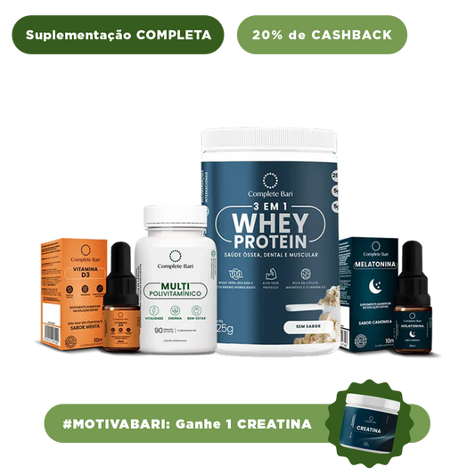 Kit 1 Multi + 1 Whey Isolado Neutro + 1 Vitamina D3 + 1 Melatonina Complete Bari