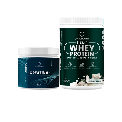 Kit 1 Whey Isolado Baunilha com Chocolate + 1 Creatina Complete Bari