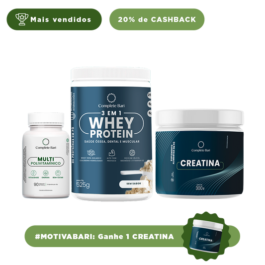 Kit 1 Multi + 1 Whey Isolado Neutro + 1 Creatina Complete Bari