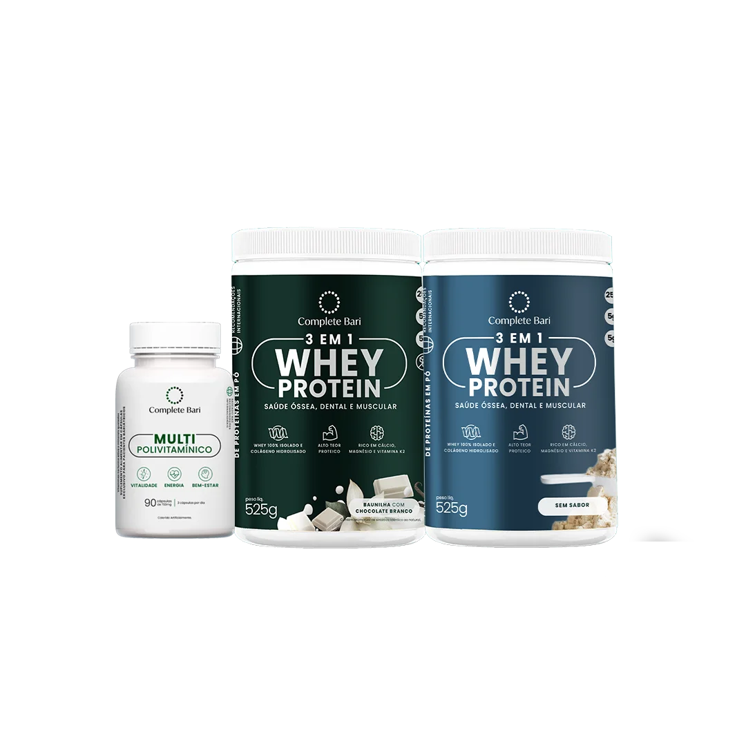 Kit 1 Multi + 1 Whey Isolado Baunilha com Chocolate + 1 Whey Isolado Neutro Complete Bari