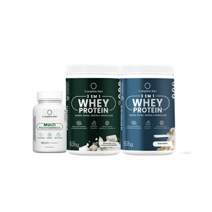 Kit 1 Multi + 1 Whey Isolado Baunilha com Chocolate + 1 Whey Isolado Neutro Complete Bari