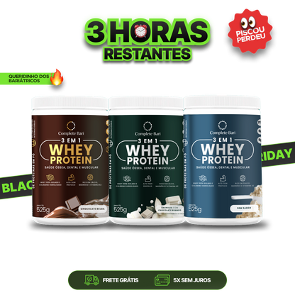 Kit 1 Whey Isolado Chocolate Belga + 1 Whey Isolado Baunilha com Chocolate + 1 Whey Isolado Neutro Complete Bari