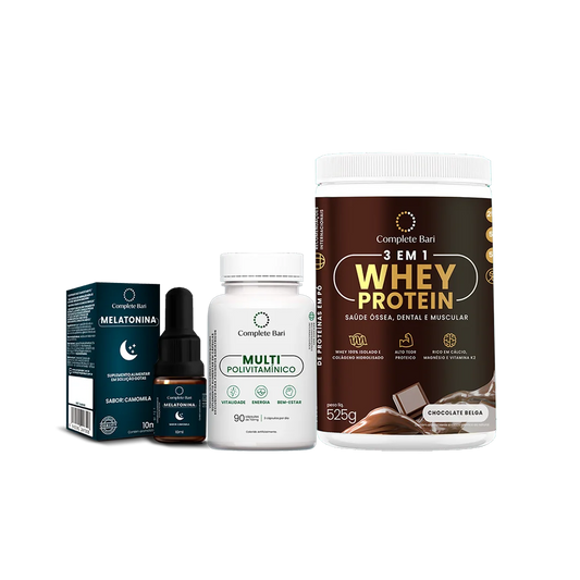 Kit 1 Multi + 1 Whey Isolado Chocolate Belga + 1 Melatonina Complete Bari