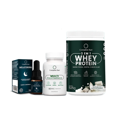 Kit 1 Multi + 1 Whey Isolado Baunilha com Chocolate + 1 Melatonina Complete Bari