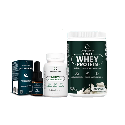 Kit 1 Multi + 1 Whey Isolado Baunilha com Chocolate + 1 Melatonina Complete Bari