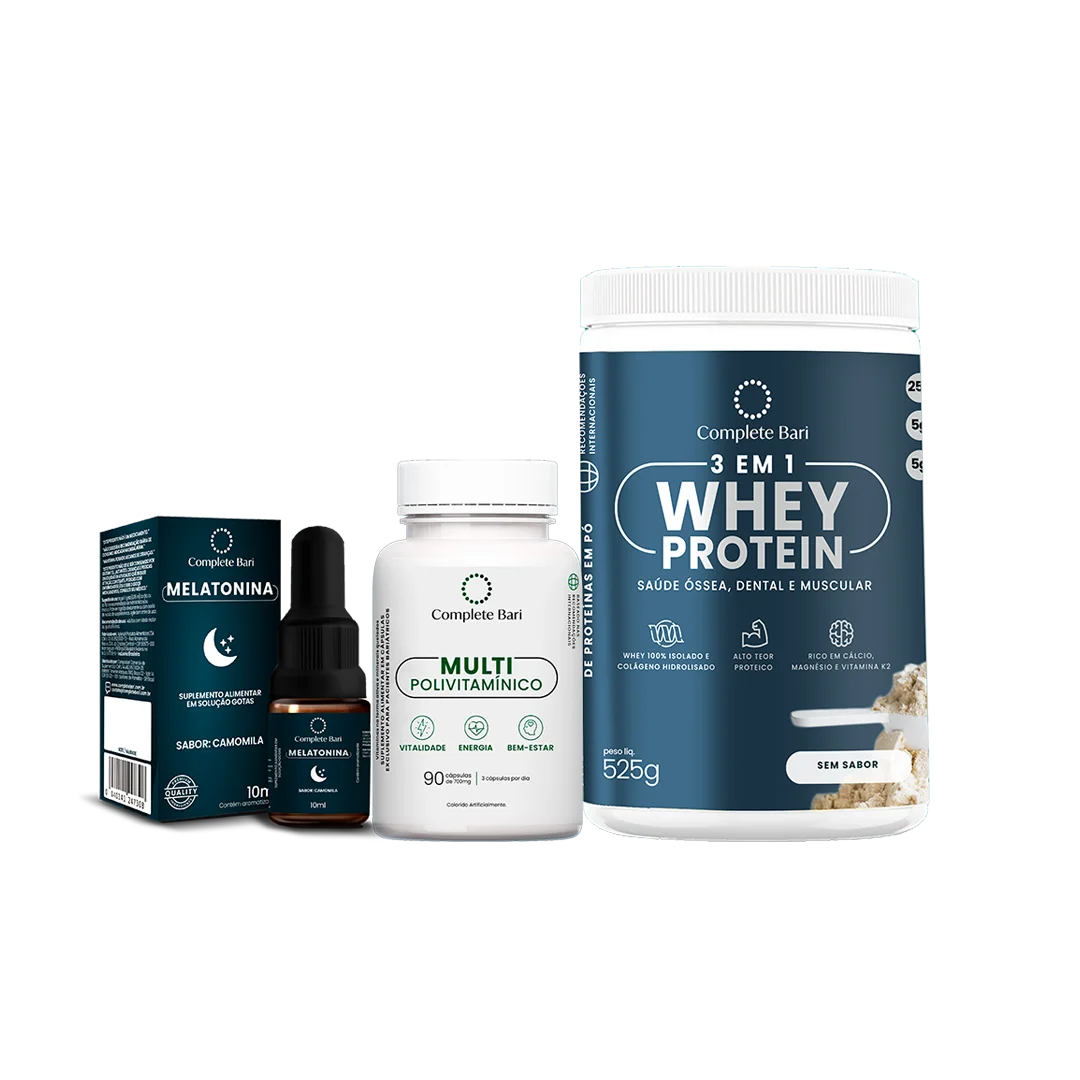 Kit 1 Multi + 1 Whey Isolado Neutro + 1 Melatonina Complete Bari