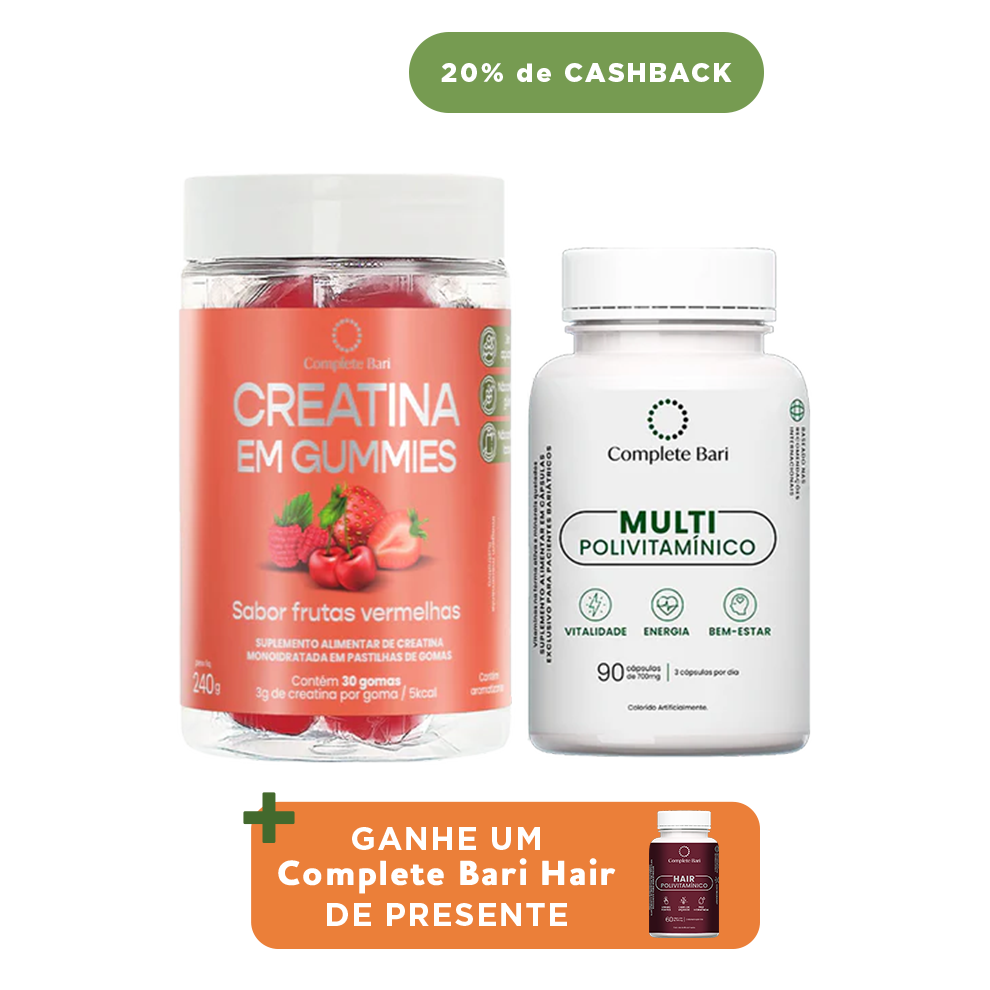 Kit Creatina em Gummies Frutas Vermelhas  + 1 Multivitamínico - Ganhe 1 Hair de brinde