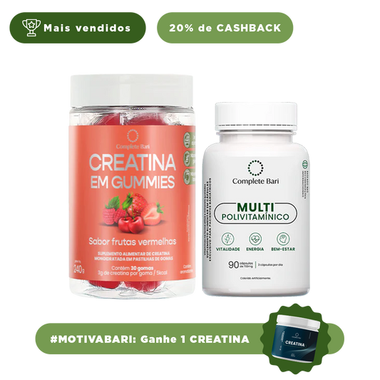 Kit Creatina em Gummies Frutas Vermelhas  + 1 Multivitamínico