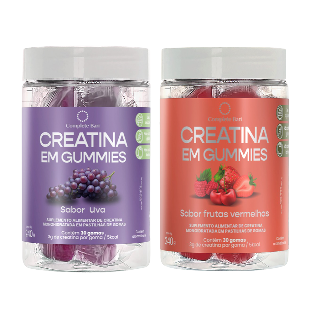 Kit 1 Creatina em Gummies Uva + Kit 1 Creatina em Gummies Frutas Vermelhas