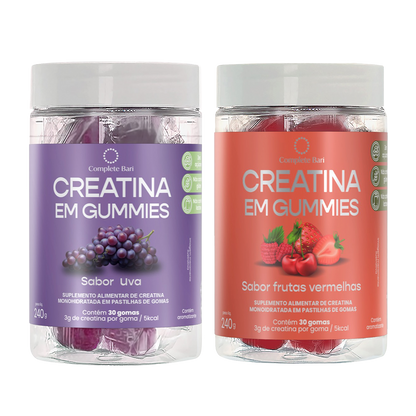 Kit 1 Creatina em Gummies Uva + Kit 1 Creatina em Gummies Frutas Vermelhas