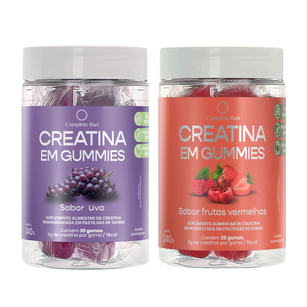 Kit Creatina em Gummies Uva + Creatina em Gummies Frutas Vermelhas