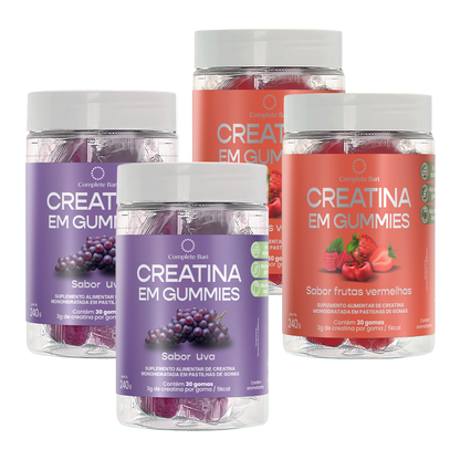Kit 2 Creatina em Gummies Uva + Kit 2 Creatina em Gummies Frutas Vermelhas