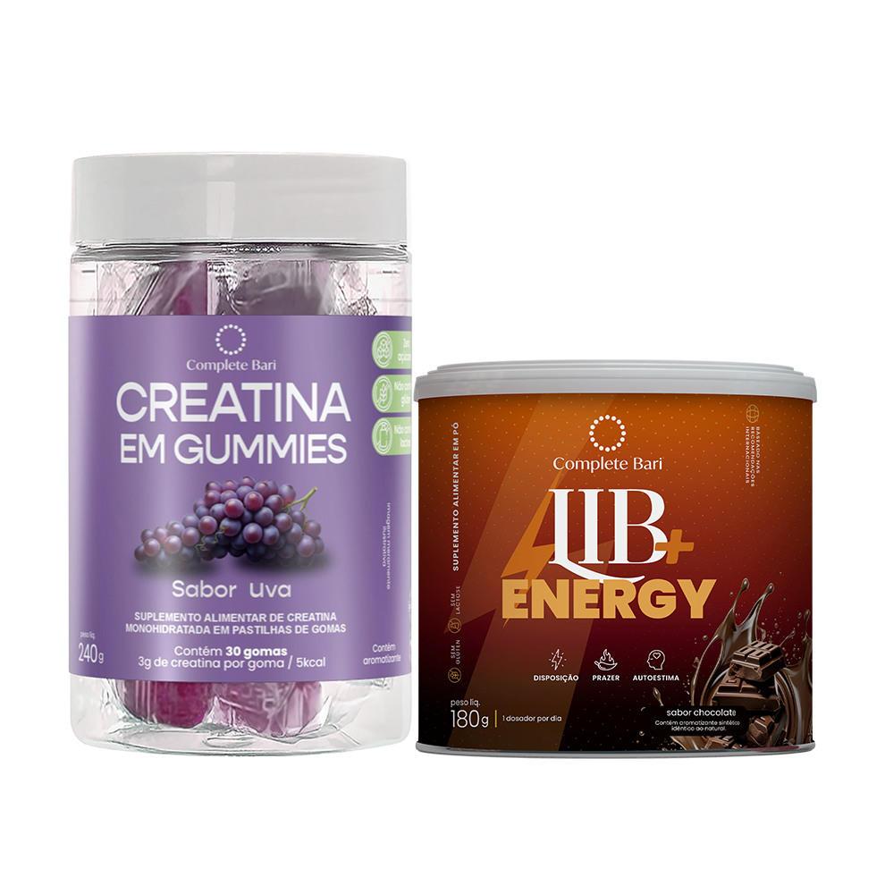 Kit 1 Creatina em Gummies Uva + 1 Lib Energy