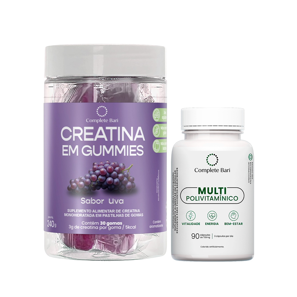 Kit 1 Creatina em Gummies Uva  + 1 Multivitamínico