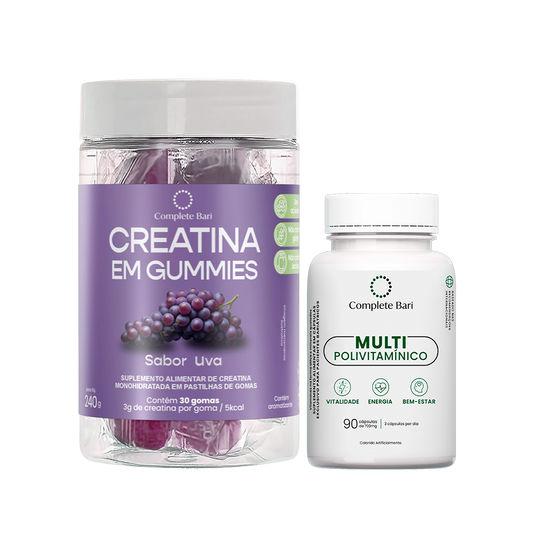 Kit 1 Creatina em Gummies Uva  + 1 Multivitamínico