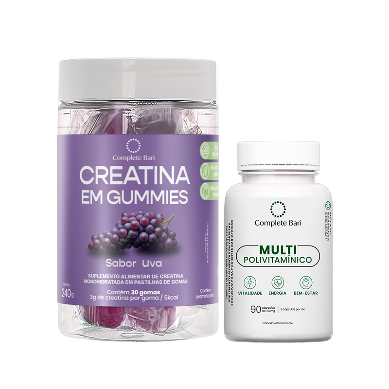 Kit Creatina em Gummies Uva + Multivitamínico