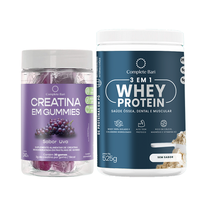Kit 1 Creatina em Gummies Uva + 1 Whey Isolado Neutro