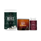 Kit 1 Polivitaminico Cabelos e Unhas + 1 Whey Baunilha com Chocolate + 1 Lib Energy
