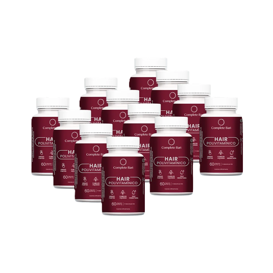 Kit 12 Polivitaminico Cabelos e Unhas Complete Bari - Vitamina para 12 meses