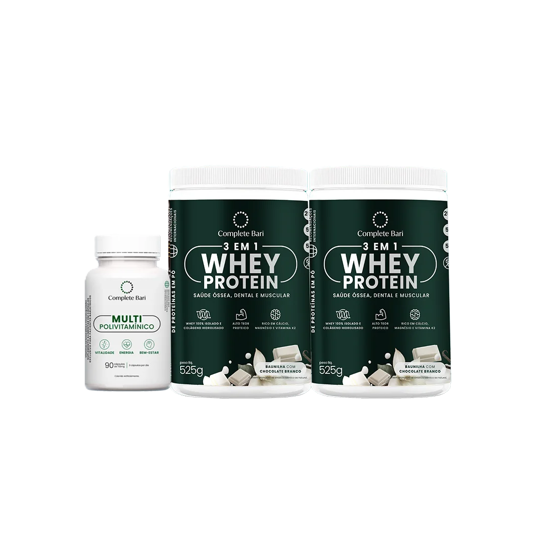 Kit 1 Multi + 2 Whey Isolado Baunilha com Chocolate Complete Bari