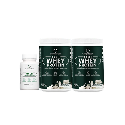 Kit 1 Multi + 2 Whey Isolado Baunilha com Chocolate Complete Bari