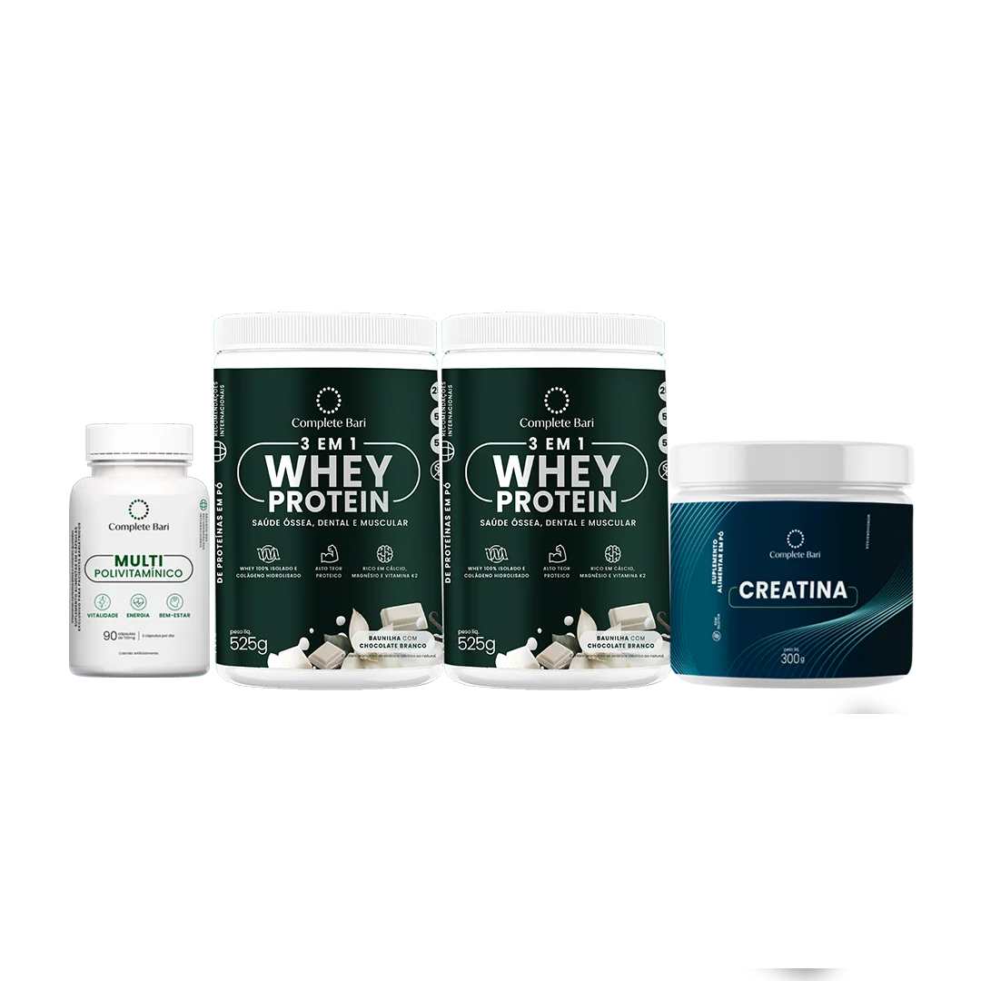 Kit 1 Multi + 2 Whey Isolado Baunilha com Chocolate + 1 Creatina Complete Bari