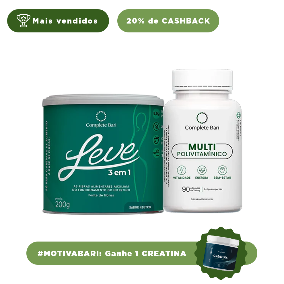 Kit 1 LEVE 3 em 1® Contra Reganho de Peso + 1 Multivitamínico Complete Bari
