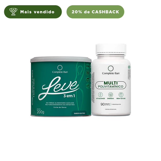 Kit 1 LEVE 3 em 1® Contra Reganho de Peso + 1 Multivitamínico Complete Bari