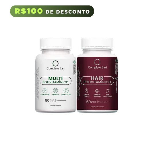 Kit Primeira Compra - 1 Multivitamínico + 1 Polivitaminico Cabelos e Unhas