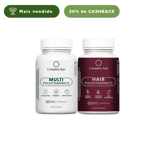 Kit 1 Multi + 1 Polivitaminico Cabelos e Unhas Complete Bari