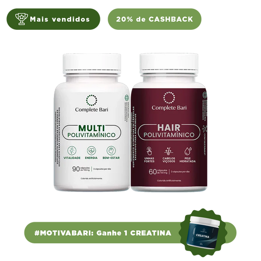 Kit 1 Multi + 1 Polivitaminico Cabelos e Unhas Complete Bari