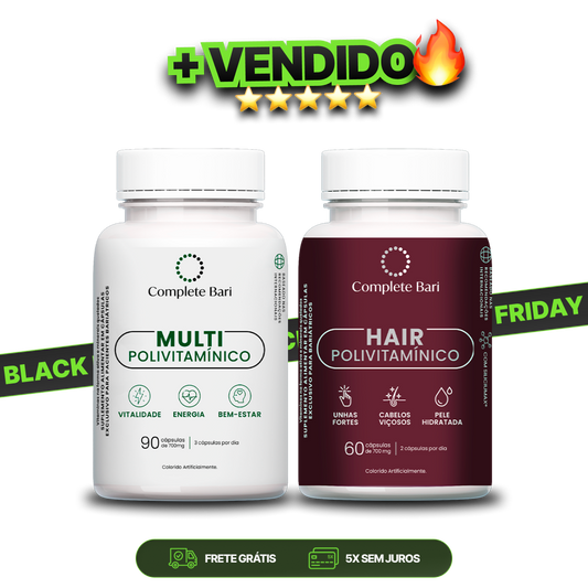 Kit 1 Multi + 1 Polivitaminico Cabelos e Unhas Complete Bari