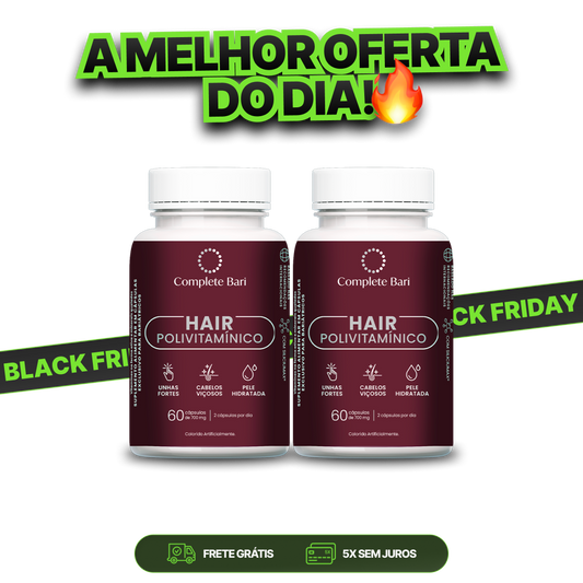 Kit 2 Polivitaminico Cabelos e Unhas Complete Bari Hair - Vitamina para 2 meses