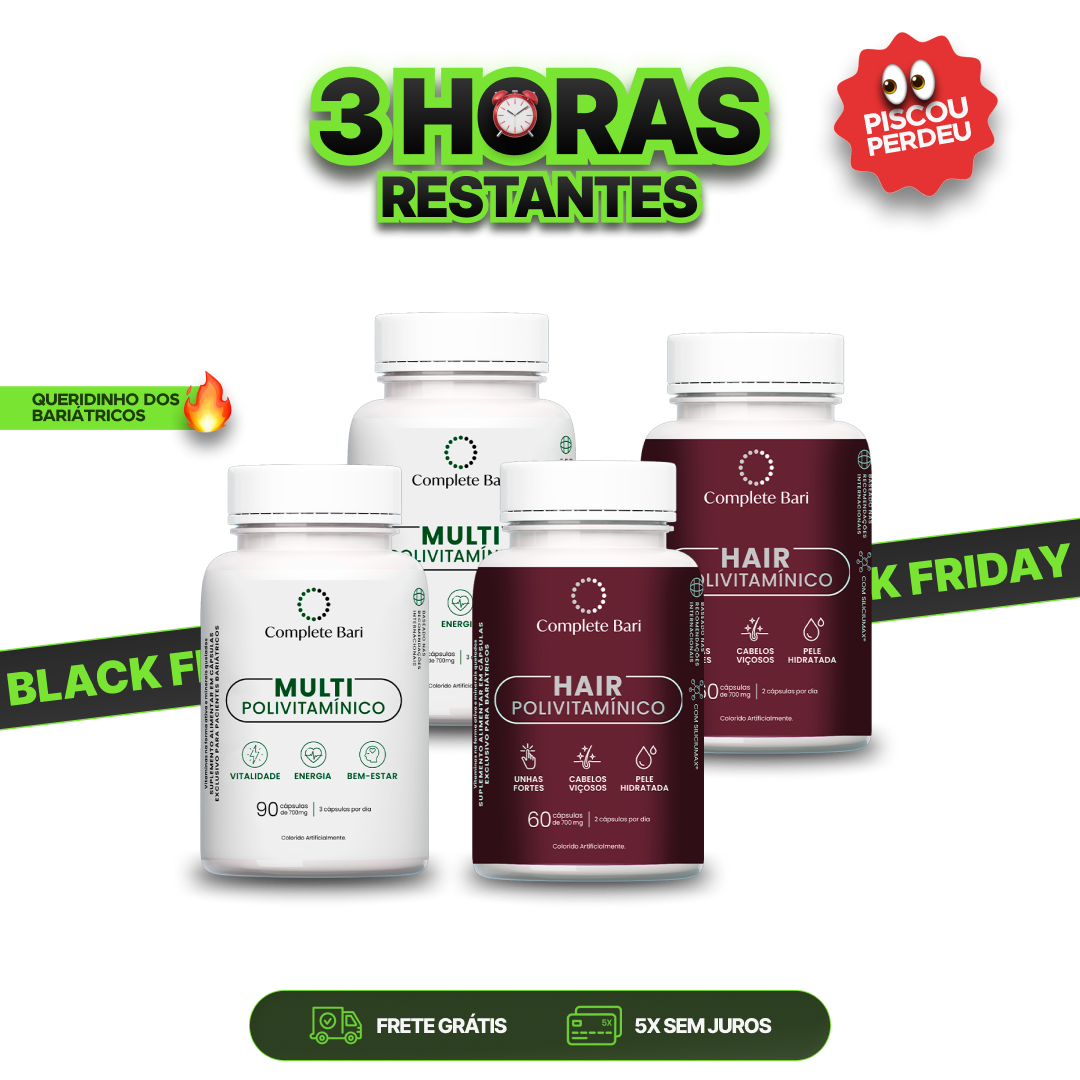 Kit 2 Multi + 2 Polivitaminico Cabelos e Unhas Complete Bari - Vitamina para 2 meses