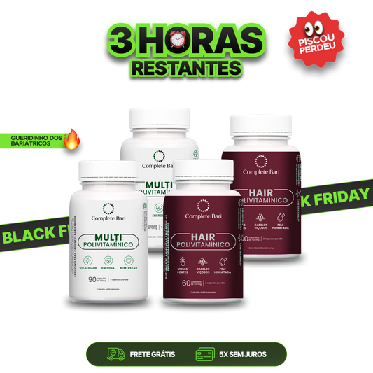 Kit 2 Multi + 2 Polivitaminico Cabelos e Unhas Complete Bari - Vitamina para 2 meses