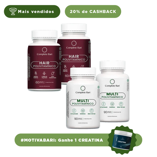 Kit 2 Multi + 2 Polivitaminico Cabelos e Unhas Complete Bari - Vitamina para 2 meses
